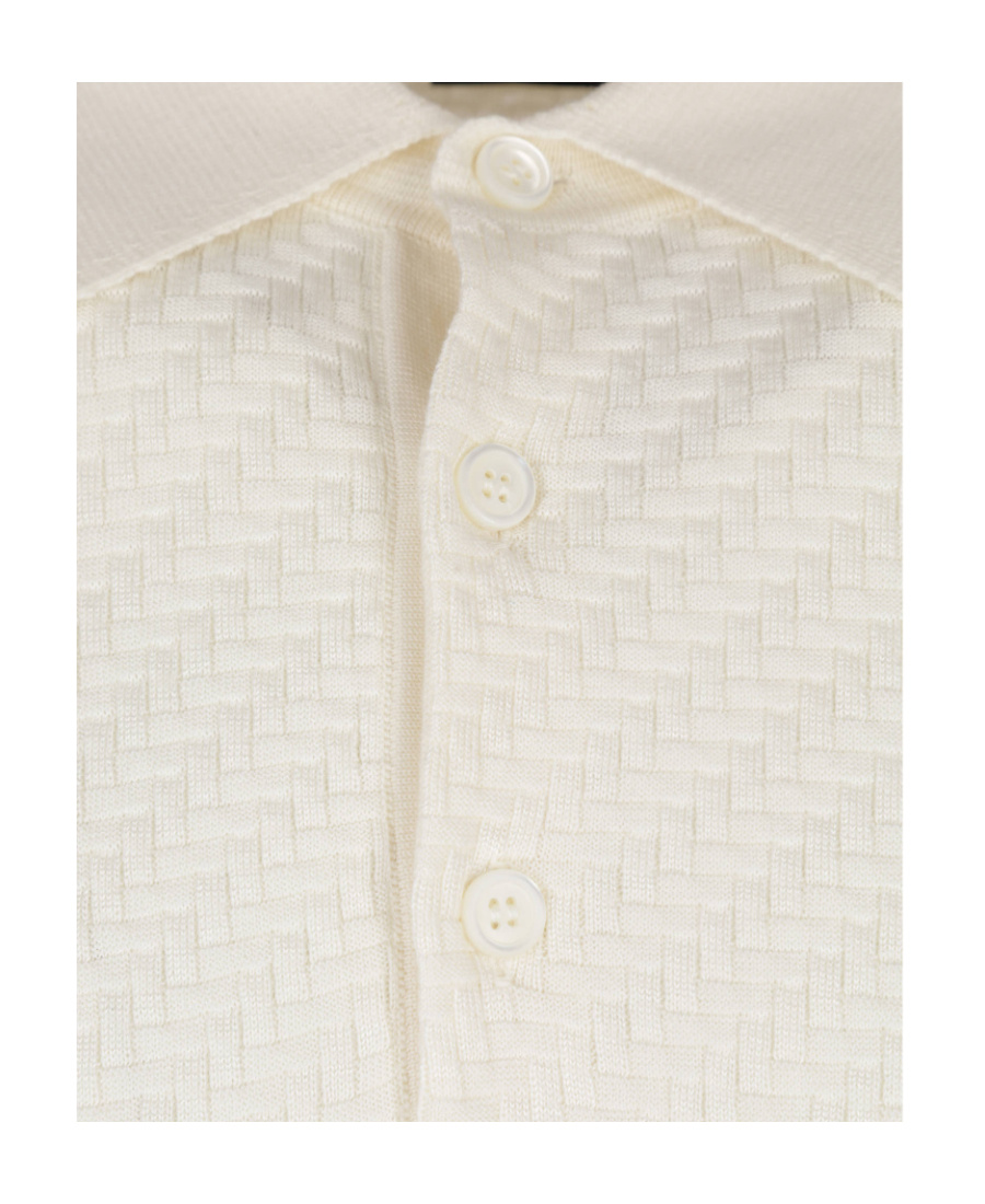 Brioni Ribbed-knit Polo Shirt In White