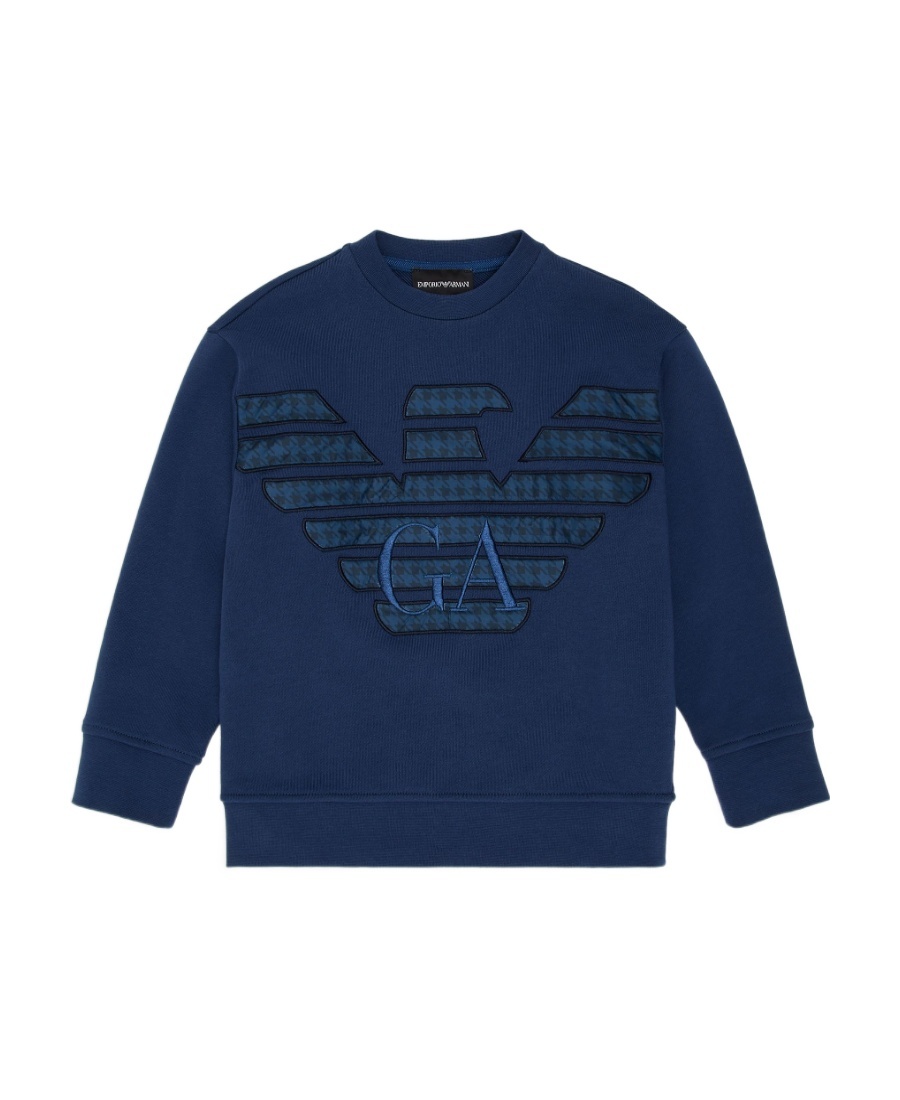 Emporio Armani Logo-patch Cotton Sweatshirt In Blue