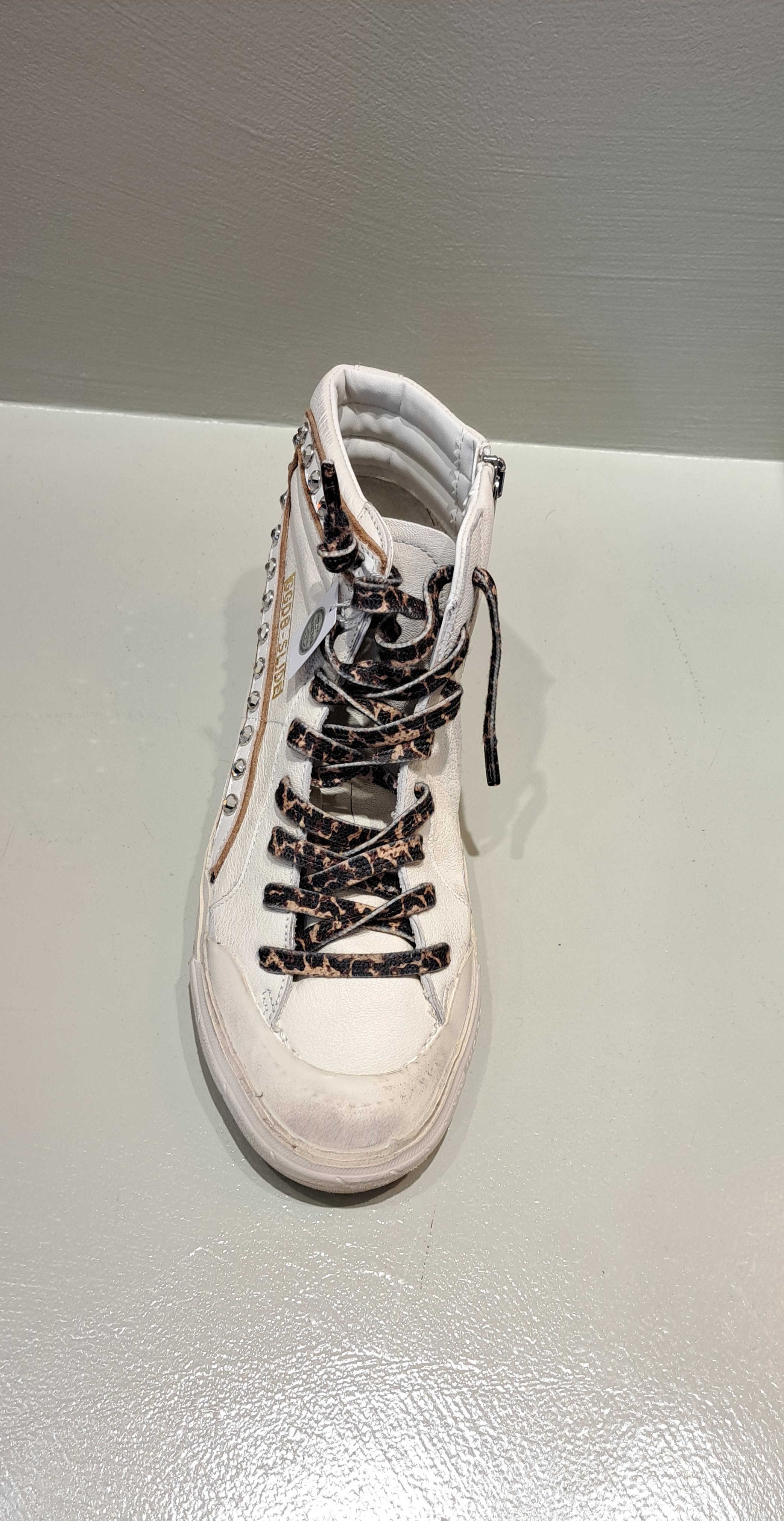 Golden Goose Slide Crystal-embellished Hi-top Sneakers In Gray