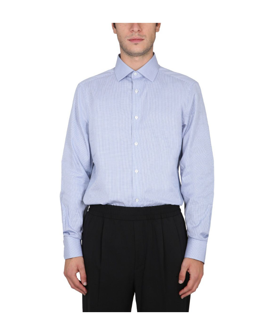 Zegna Button-down Collar Shirt With Long Sleeves In Multicolor