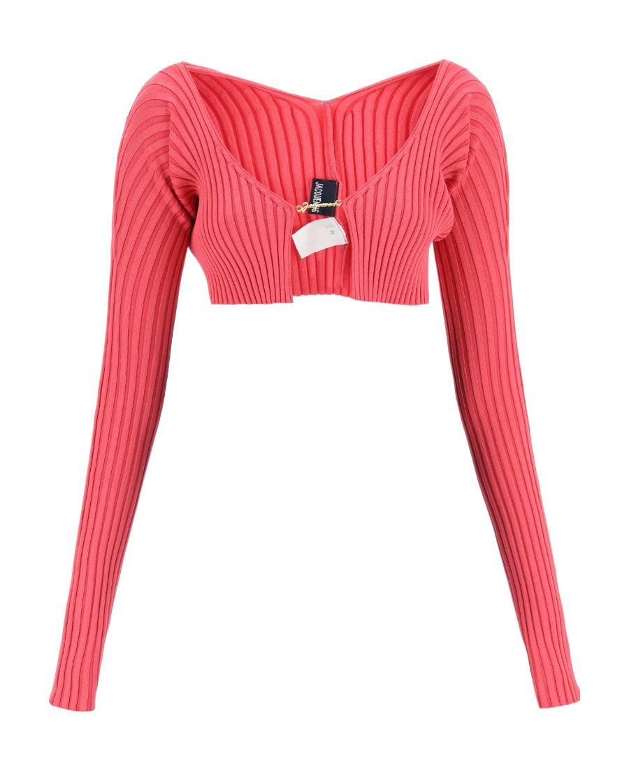 Jacquemus La Maille Pralu Cropped Cardigan In Red