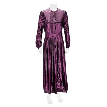 Shop Burberry Pleated Dress In Purple