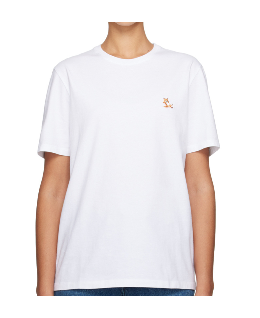 Maison Kitsuné Fox Embroidered Patch Tee In White