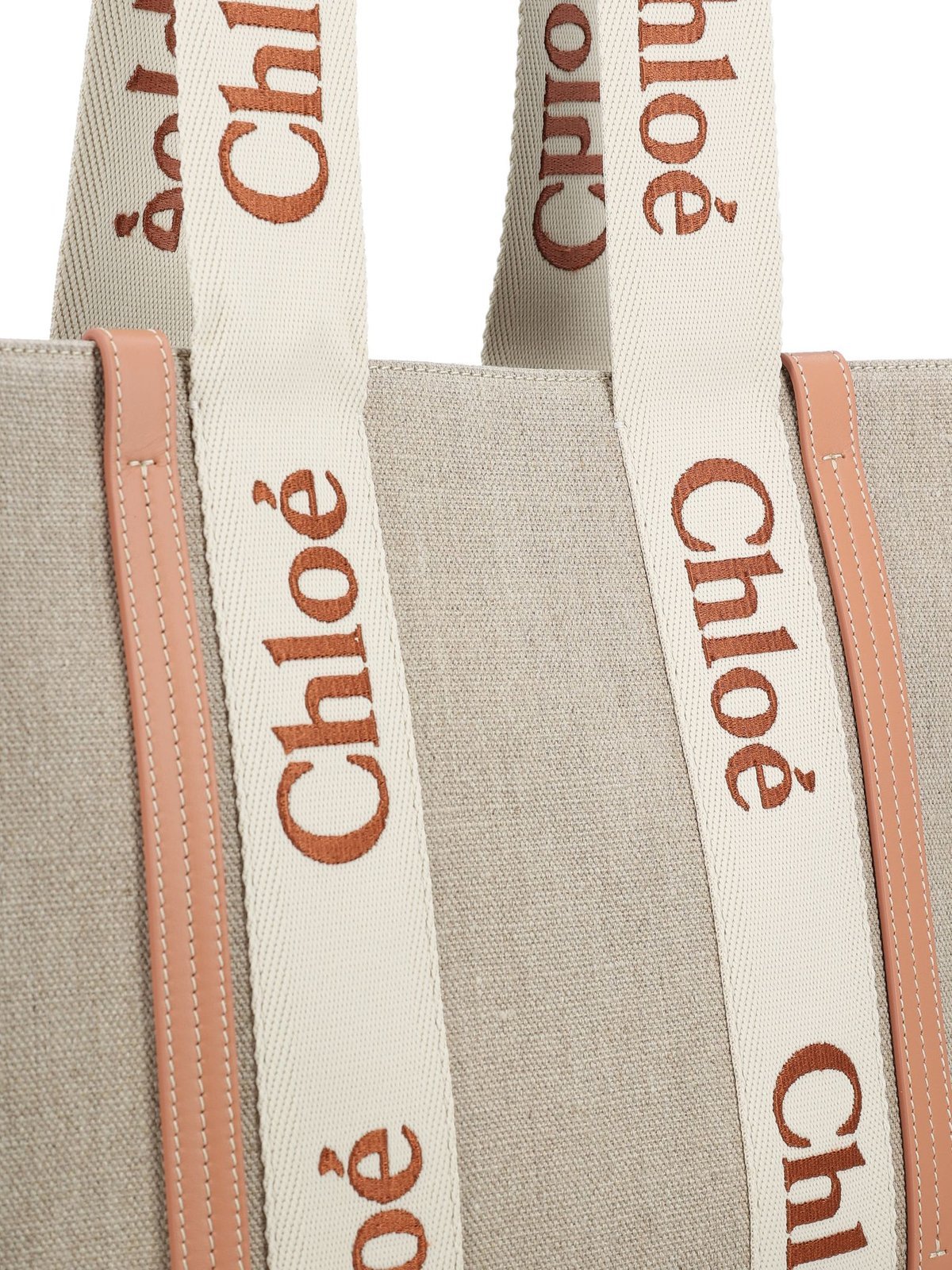 Chloé Chloe Women Multicolor Linen Medium Woody Shopping Bag In Multi