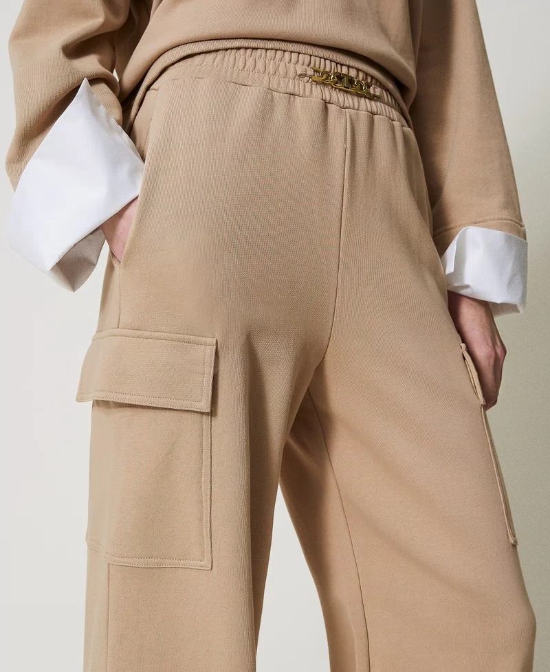 Twinset Cargo Track Pants In Neutral