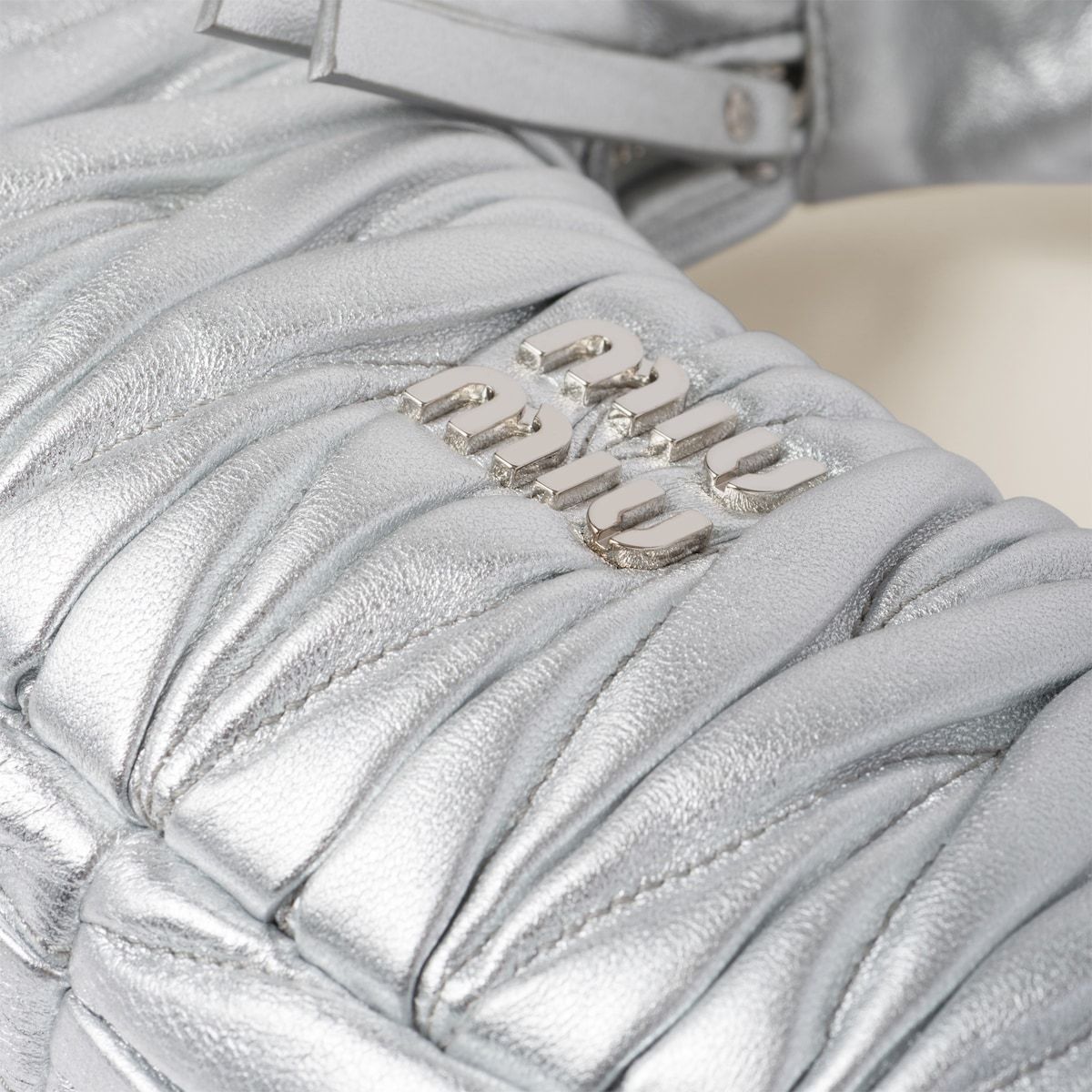 Miu Miu Lamb Leather Quilted Shoulder Bag In Gray