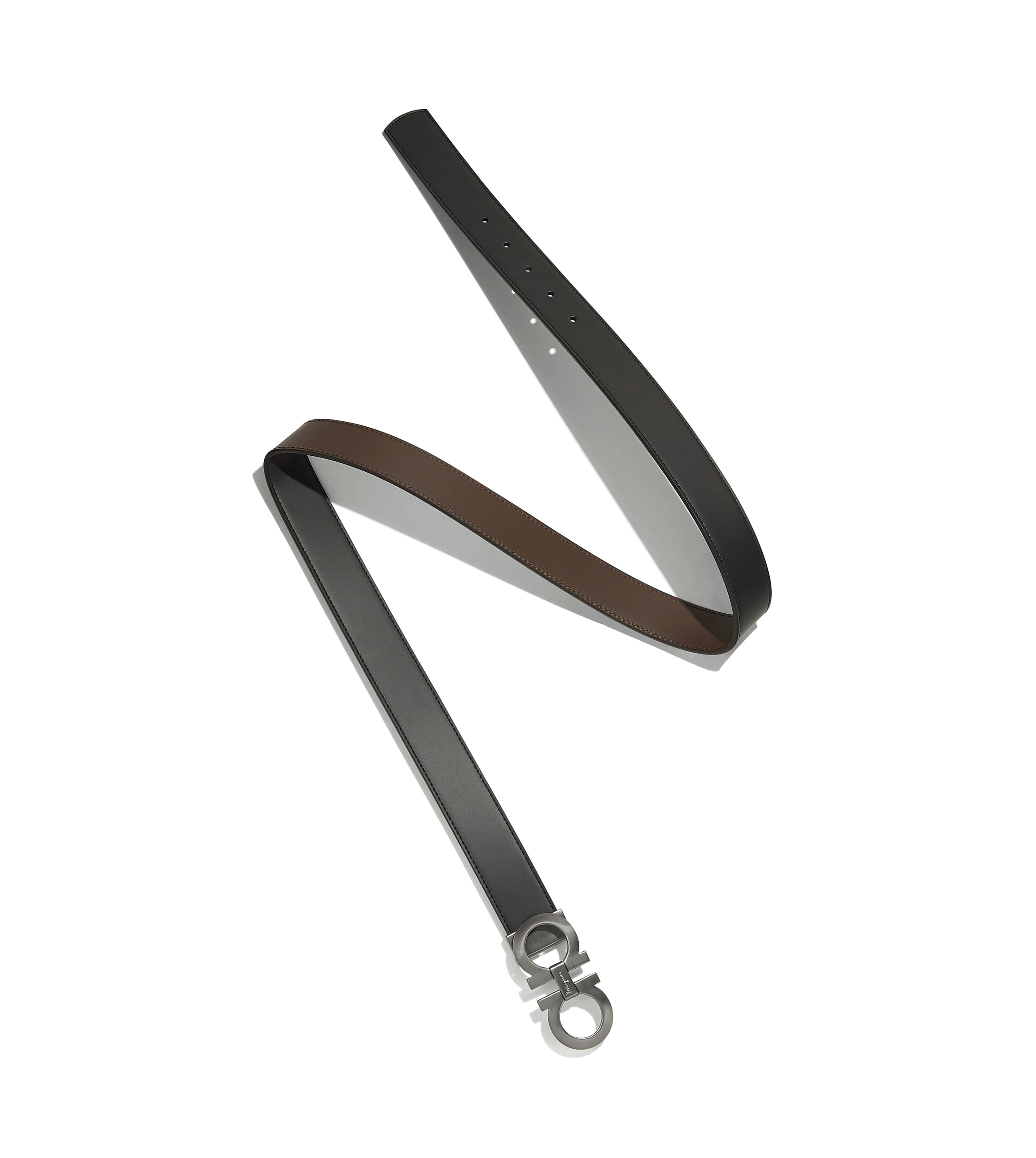 Ferragamo Double-sided Adjustable Gancini Belt In Black