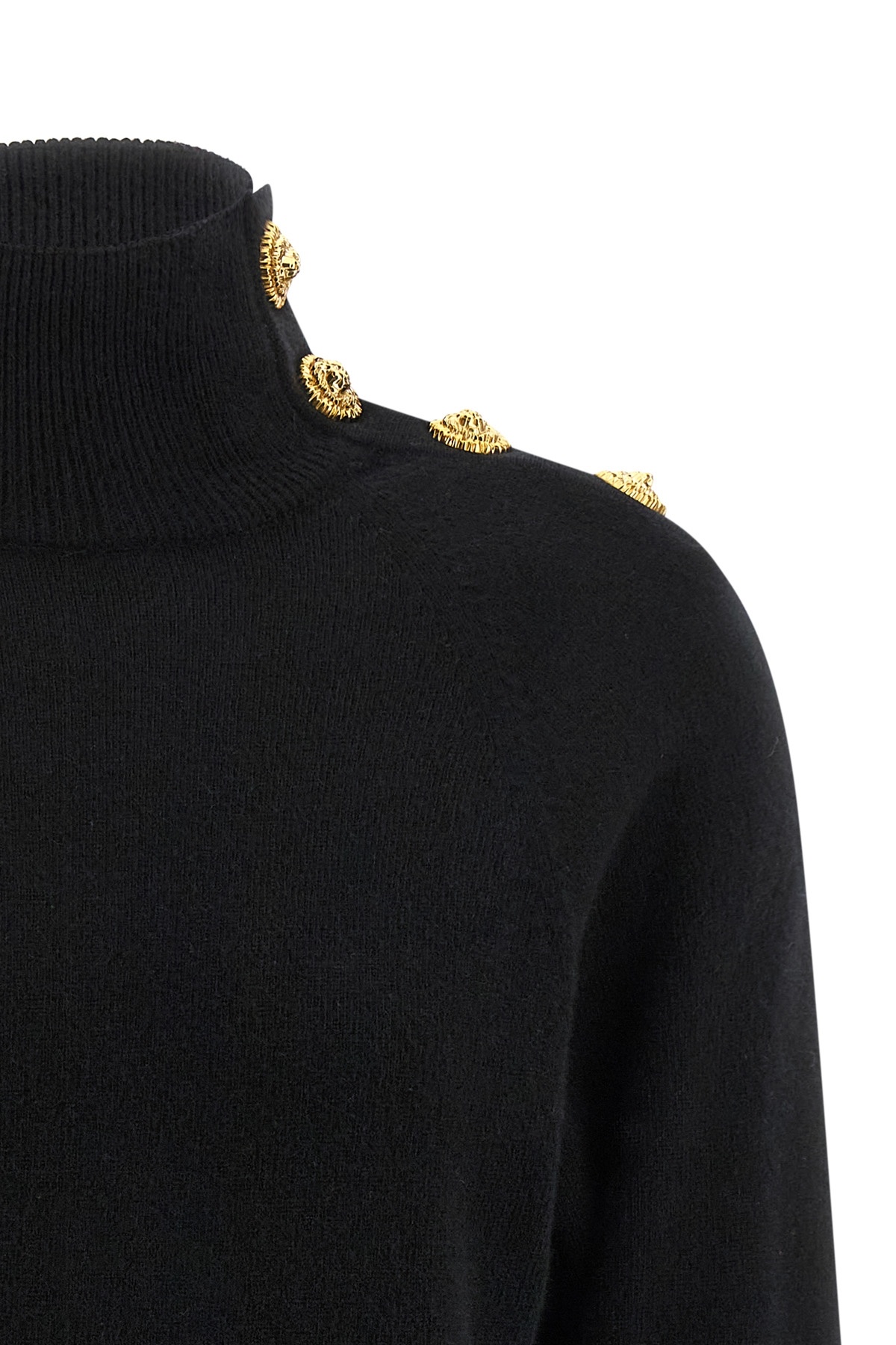 Balmain Cashmere Wool Sweater Sweaters And Cardigans Black In Black