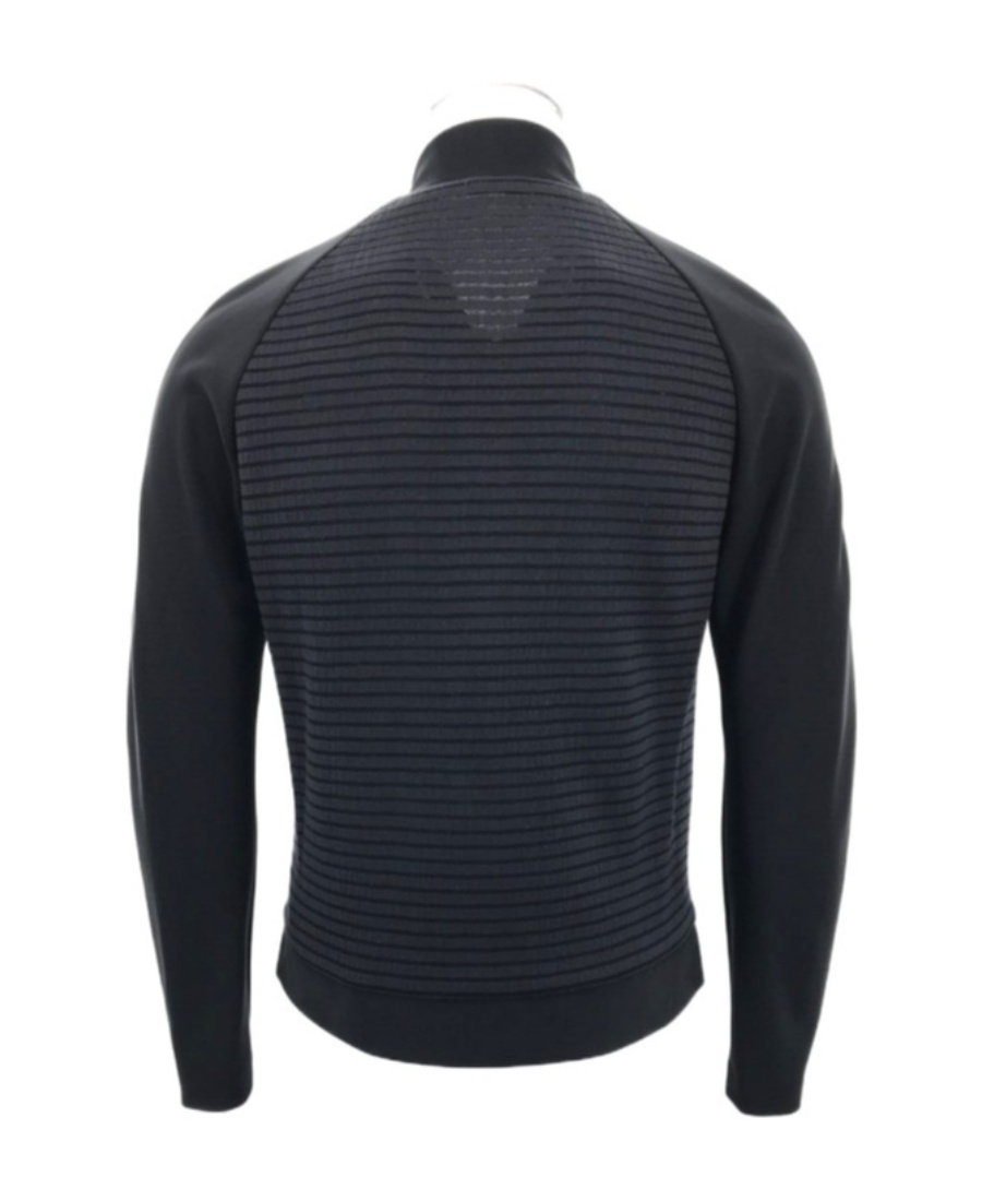 Armani Collezioni Long-sleeved Zipper Casual Jacket In Black