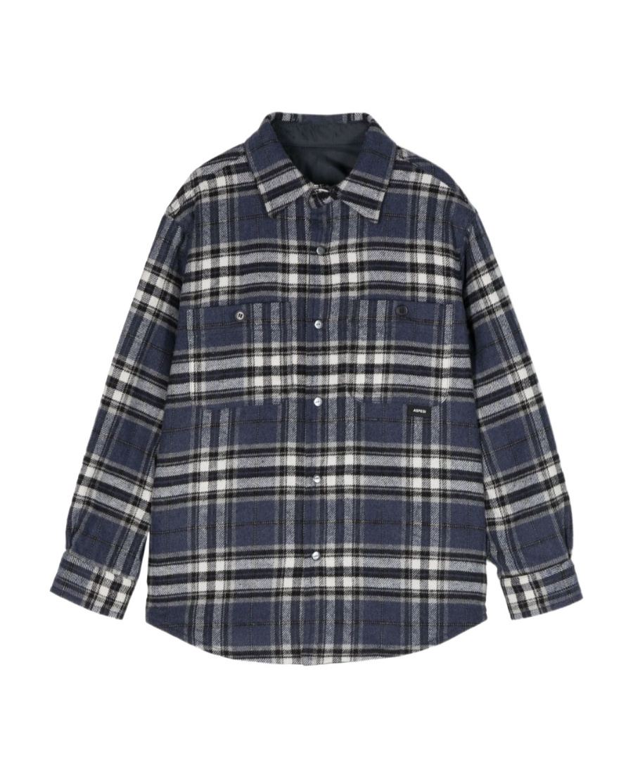 Aspesi Check-print Flannel Shirt In Black