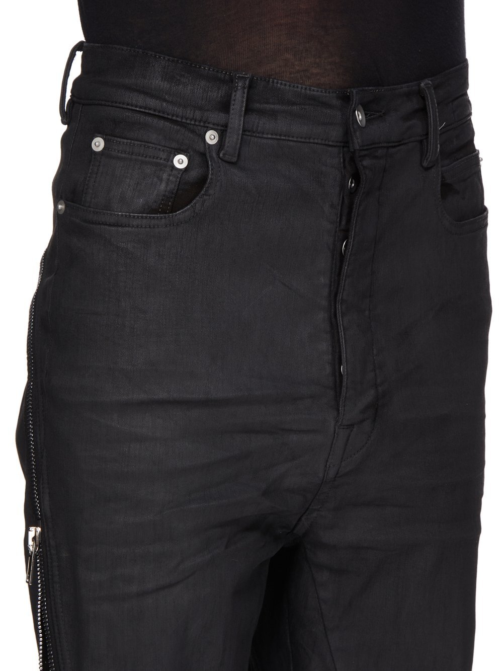 Rick Owens Drkshdw Bolan Banana Jeans With Zip Detail In Black