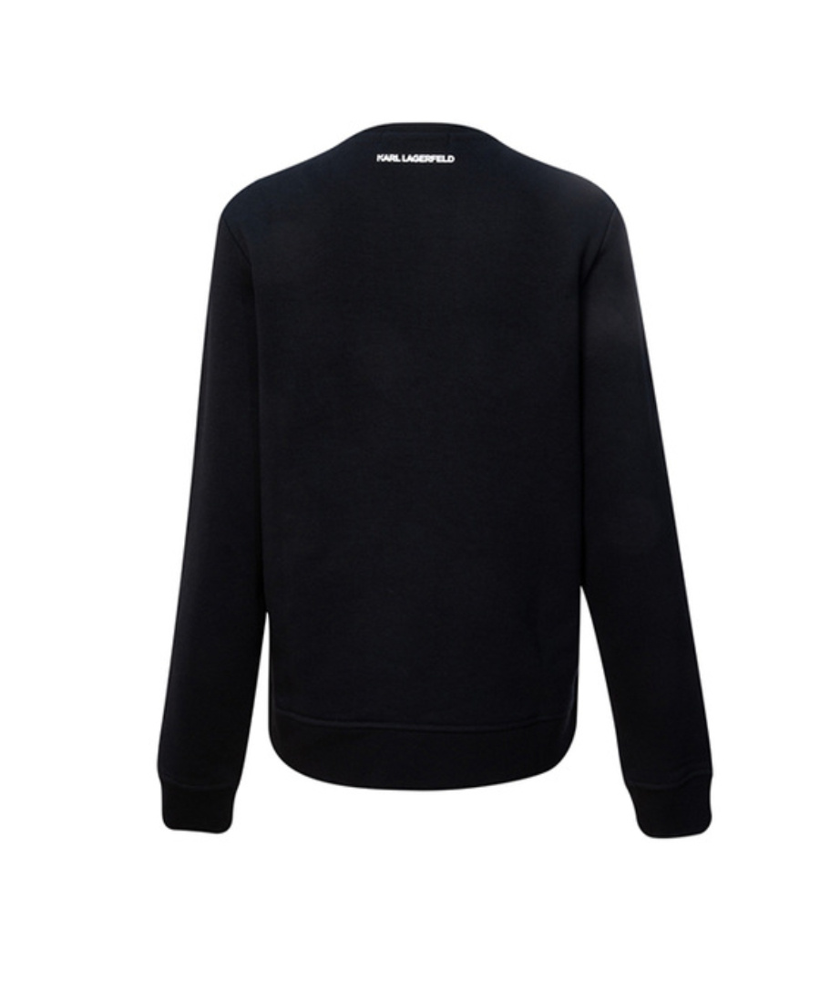 Shop Karl Lagerfeld Black Round Neck Velvet Sweater