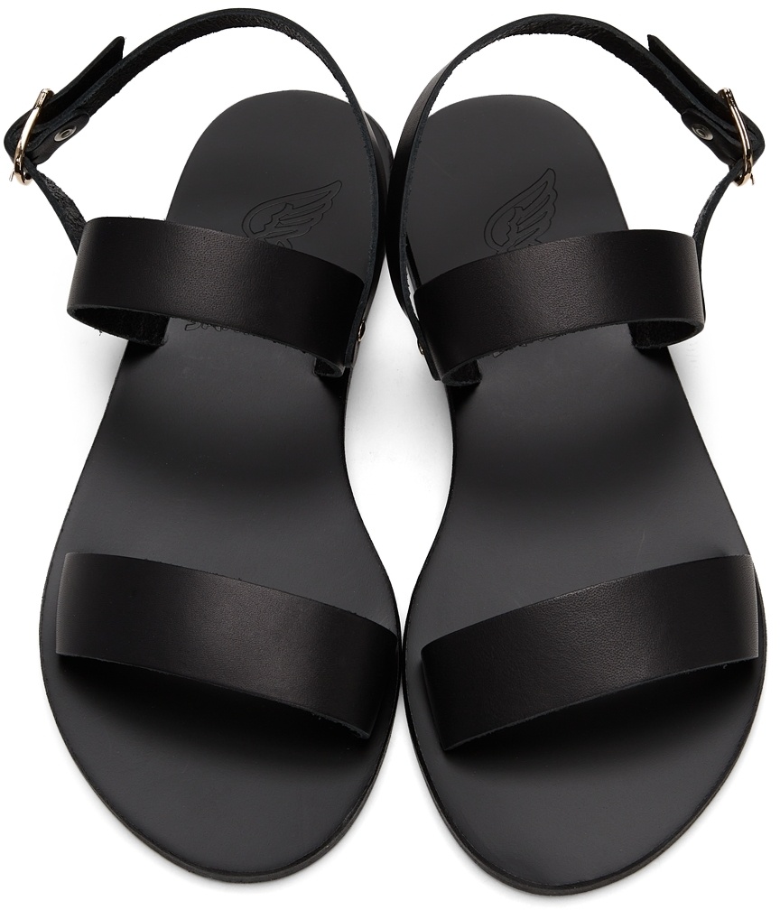 Ancient Greek Sandals Black Leather Clio Sandals