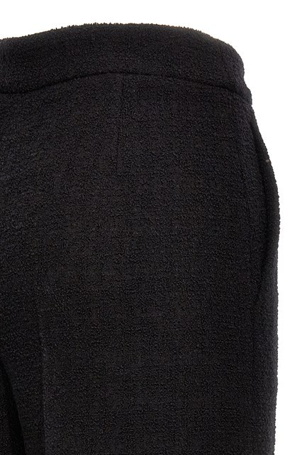 Moschino Cuffed Palazzo Trousers In Wool Gabardine In Black