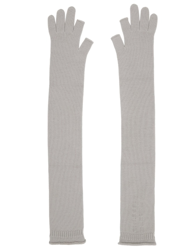 Rick Owens Gray Concordians Rasato Knit Opera Gloves In Gray