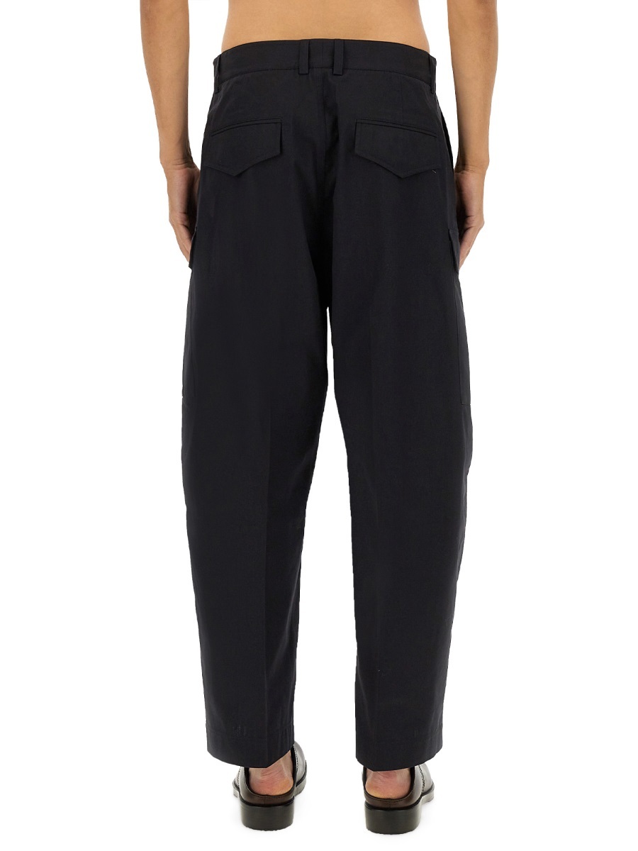 Studio Nicholson Sorte Pleated Cotton-twill Wide-leg Trousers In Black