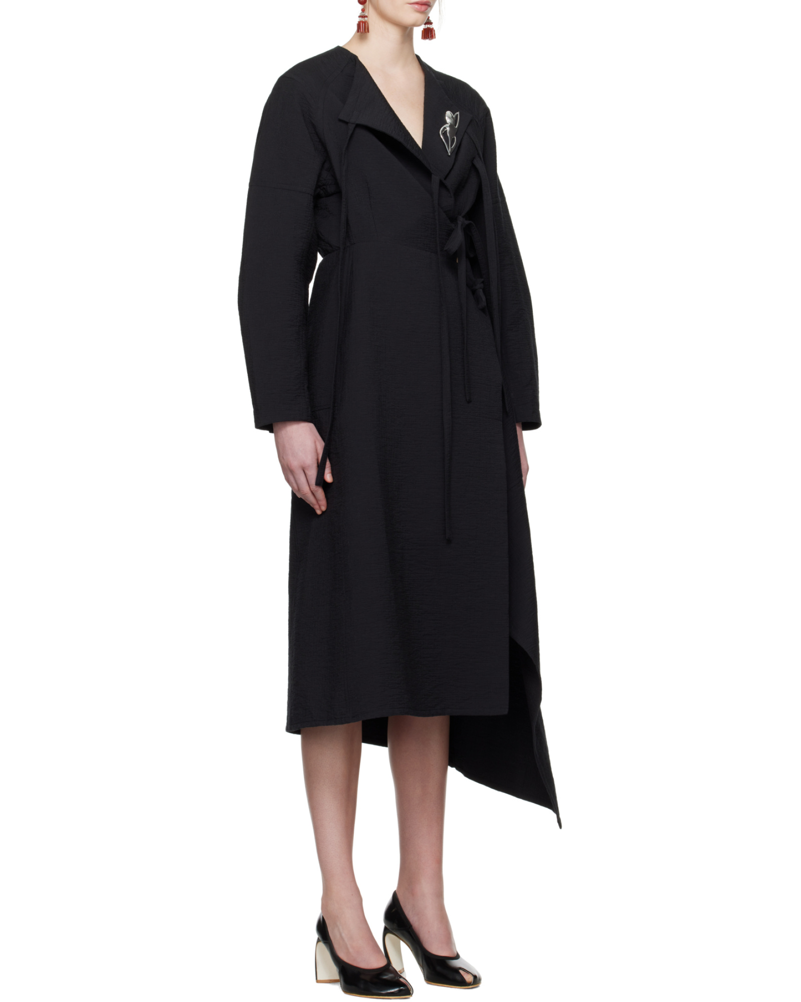 Tory Burch Black Cotton Wrap Midi Dress