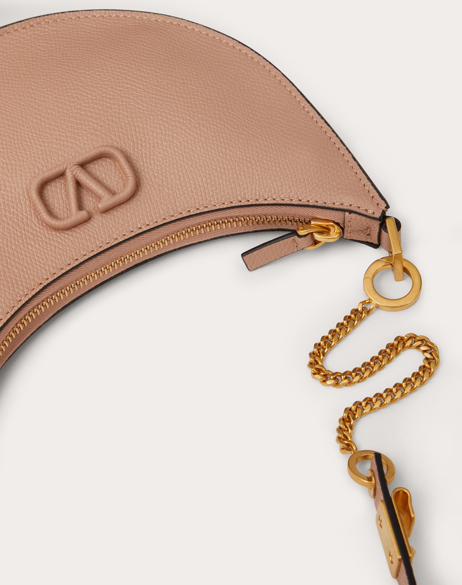 Valentino Garavani Vlogo Signature Calfskin Hobo Mini Bag With Jewel Logo Woman Rose Cannelle Uni In Nude