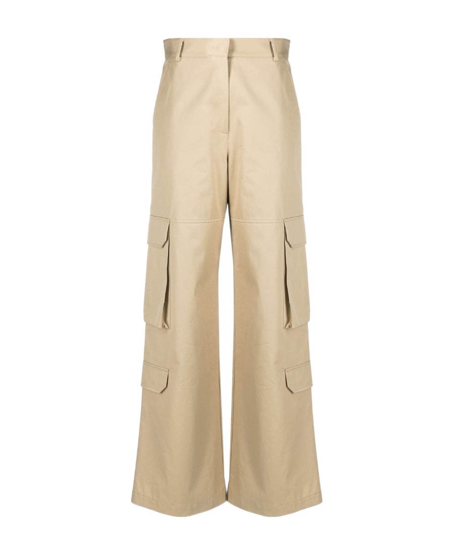 Msgm High-waisted Cargo Trousers In Nude