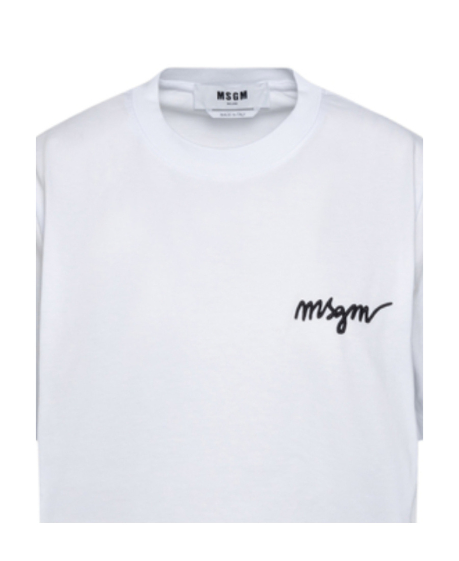 Msgm Timeless Crew Neck Short Sleeve T-shirt In White
