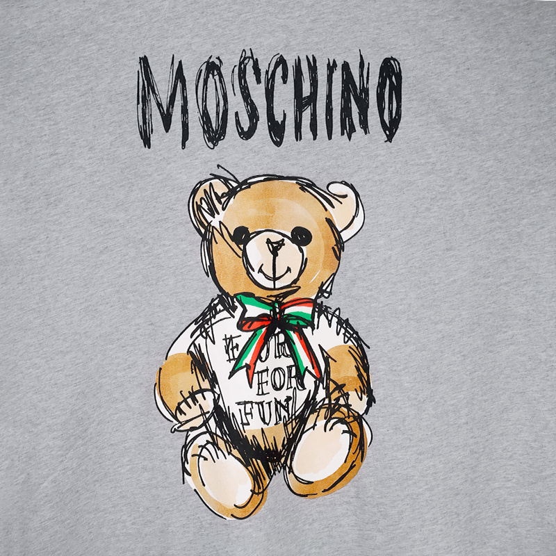 Shop Moschino Teddy Bear-print Cotton T-shirt In Gray