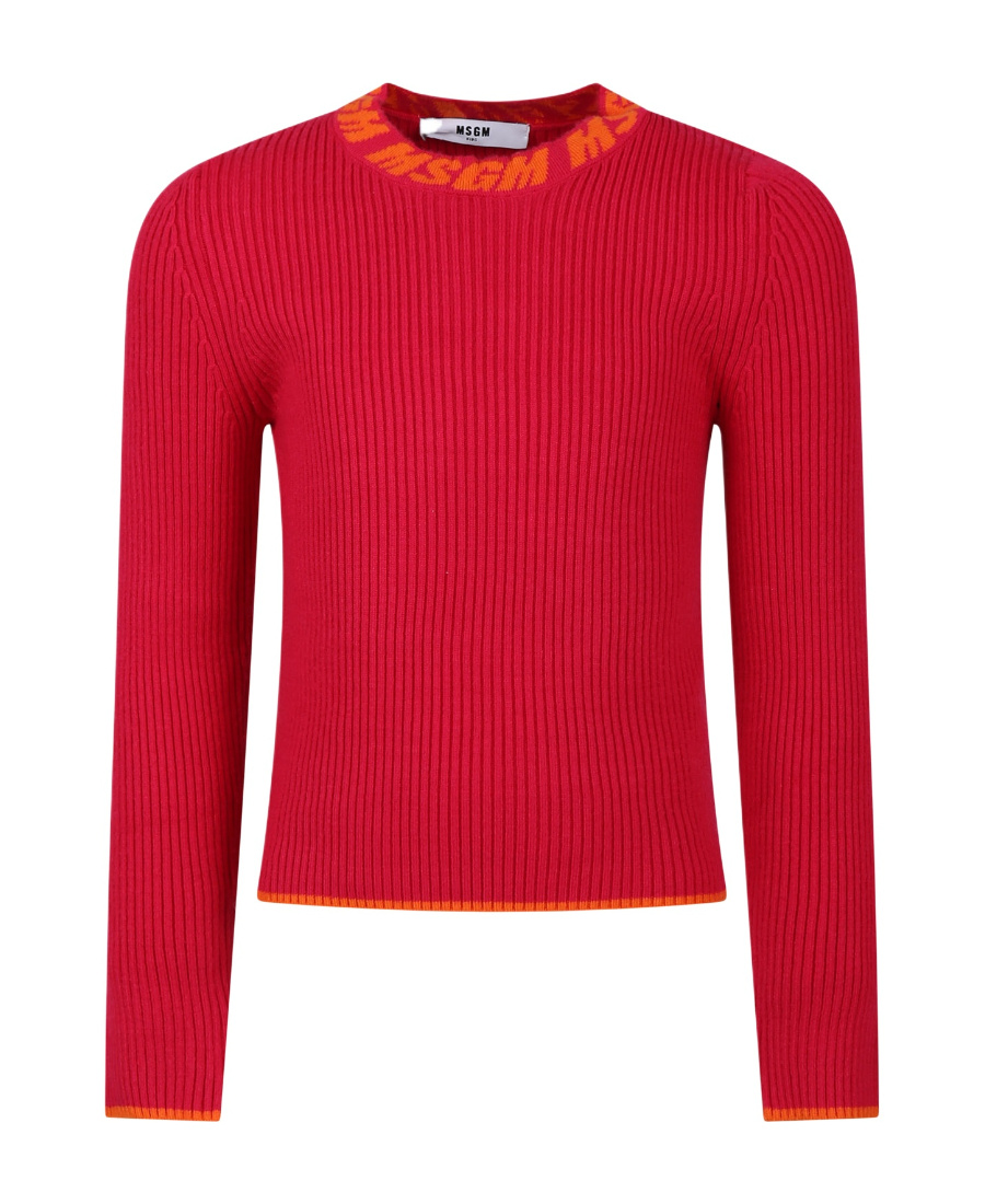 MSGM INTARSIA-KNIT RIBBED JUMPER