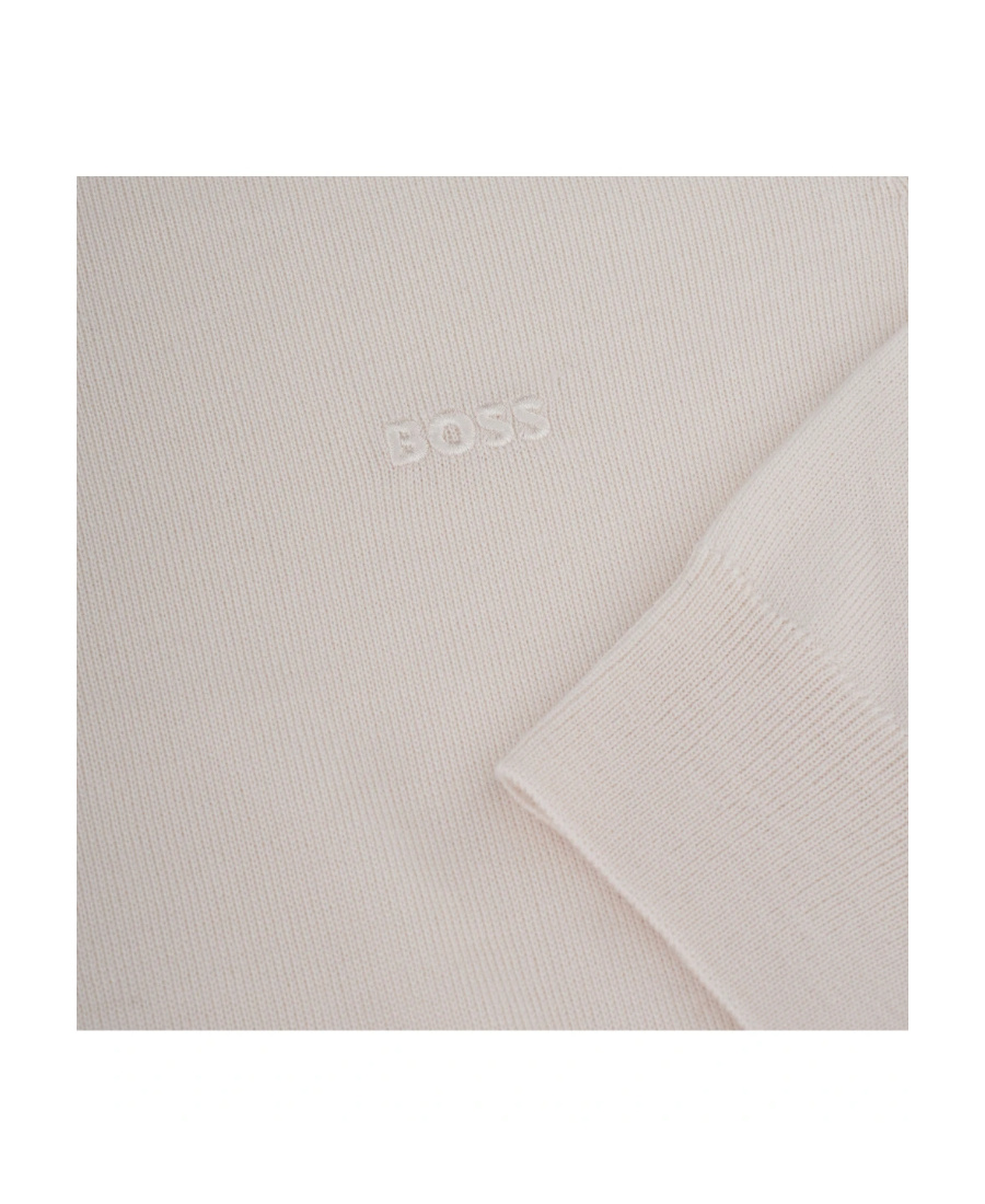 Hugo Boss Logo-embroidered Cotton Jumper In White