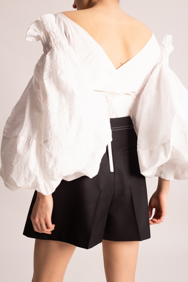 Loewe Balloon-sleeves Cropped Top In White