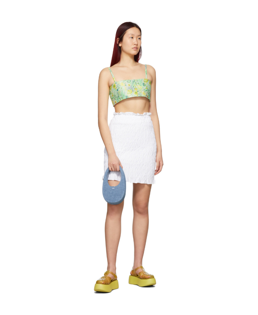 Msgm Logo Pleated Skirt In White