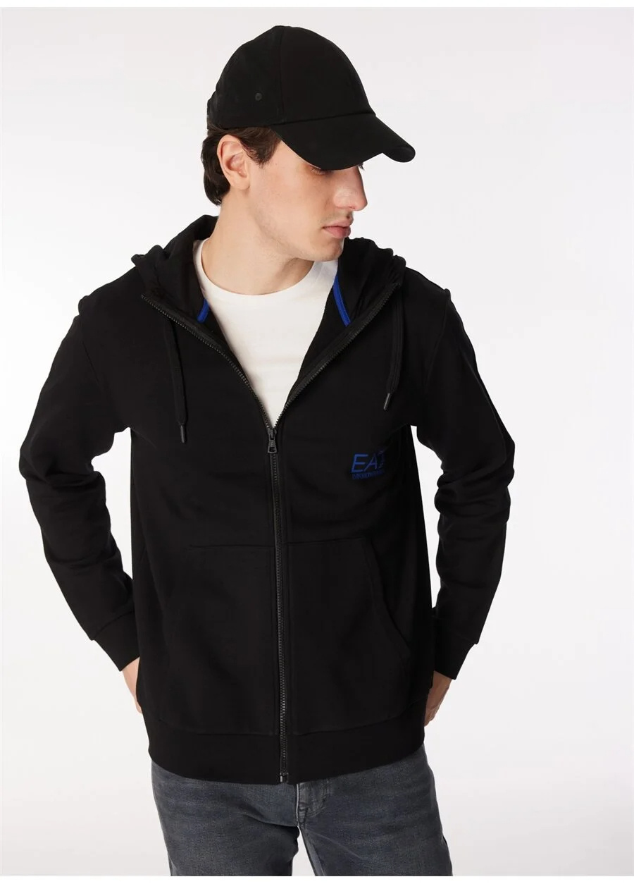 Ea7 Logo Zipper Sweatshirt In Black