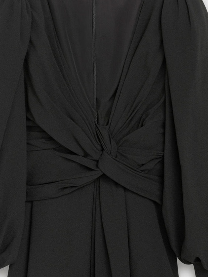 Celine Acetic Acid And Viscose Fiber Knit Dress With Long Sleeves In Black