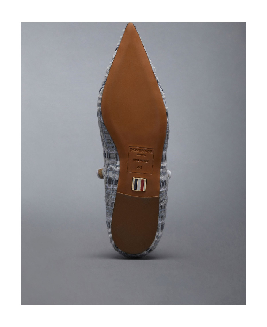 Thom Browne Tweed Ballerina Shoes In Gray