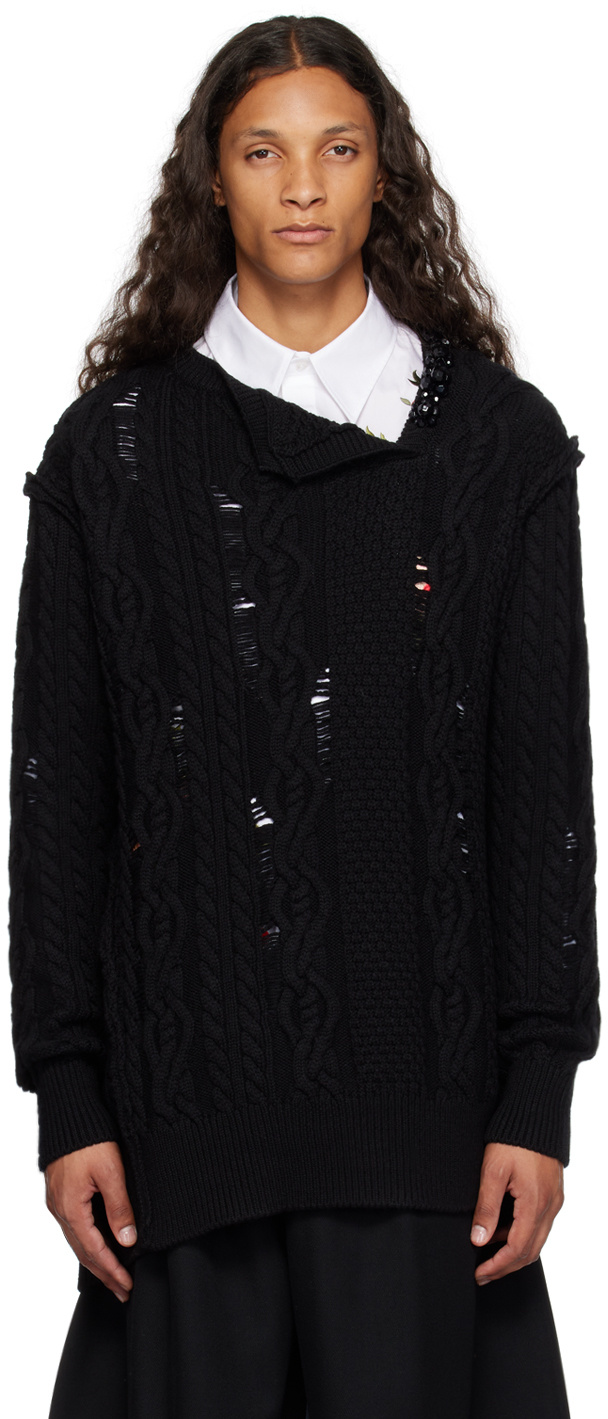 Simone Rocha Bead-embellished Merino Jumper In Black