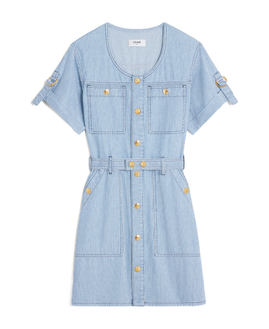 Celine Short-sleeved Dress In Blue