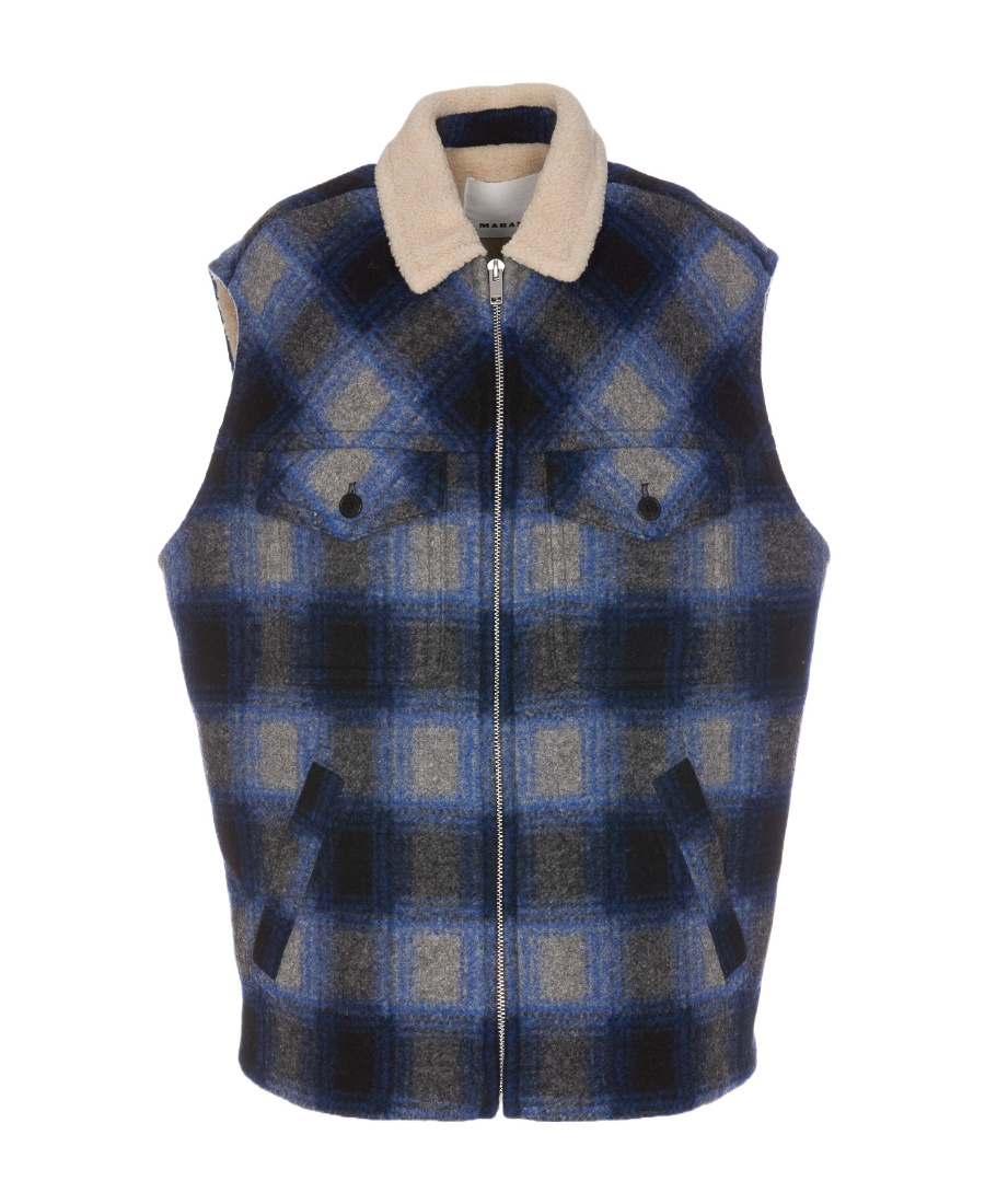 Isabel Marant Vest Sleeveless Zippered Check Motif In Black