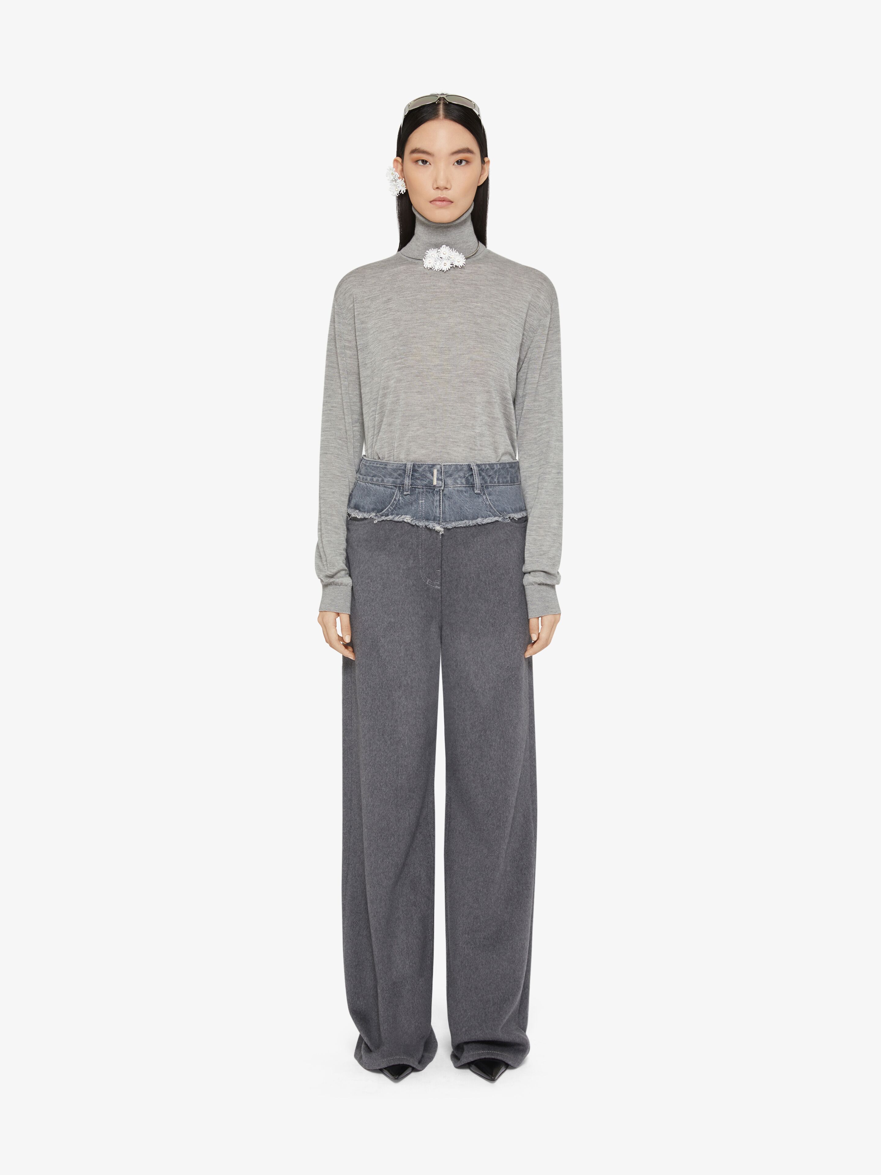 Givenchy Women's Oversized Jeans In Mixed Denim And Flannel In Gray