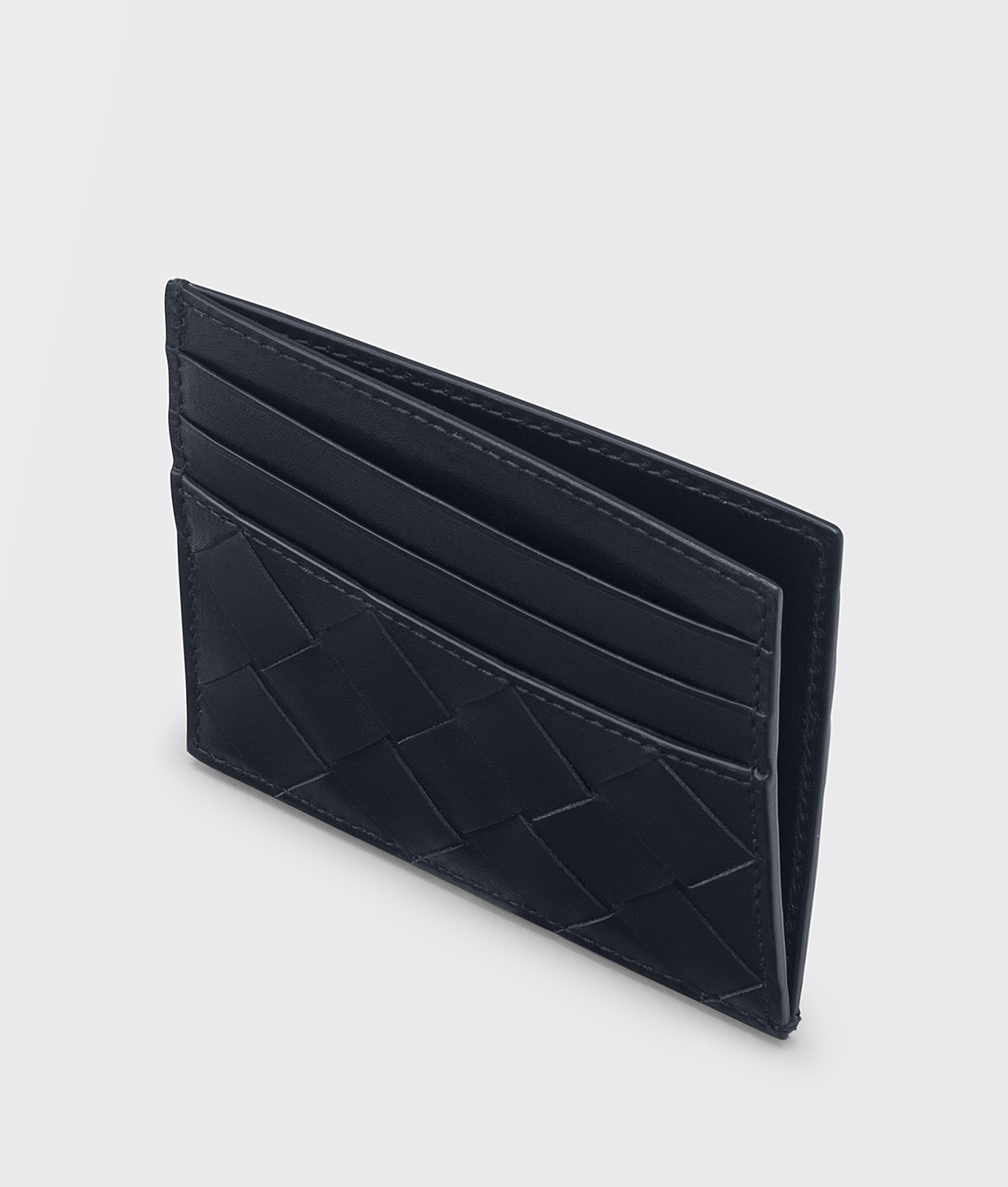 Bottega Veneta Black Card-holder With Intreccio Motif In Leather Woman In Black