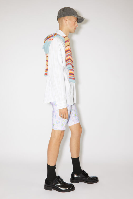 Acne Studios Face-print Tie-dye Shorts In White