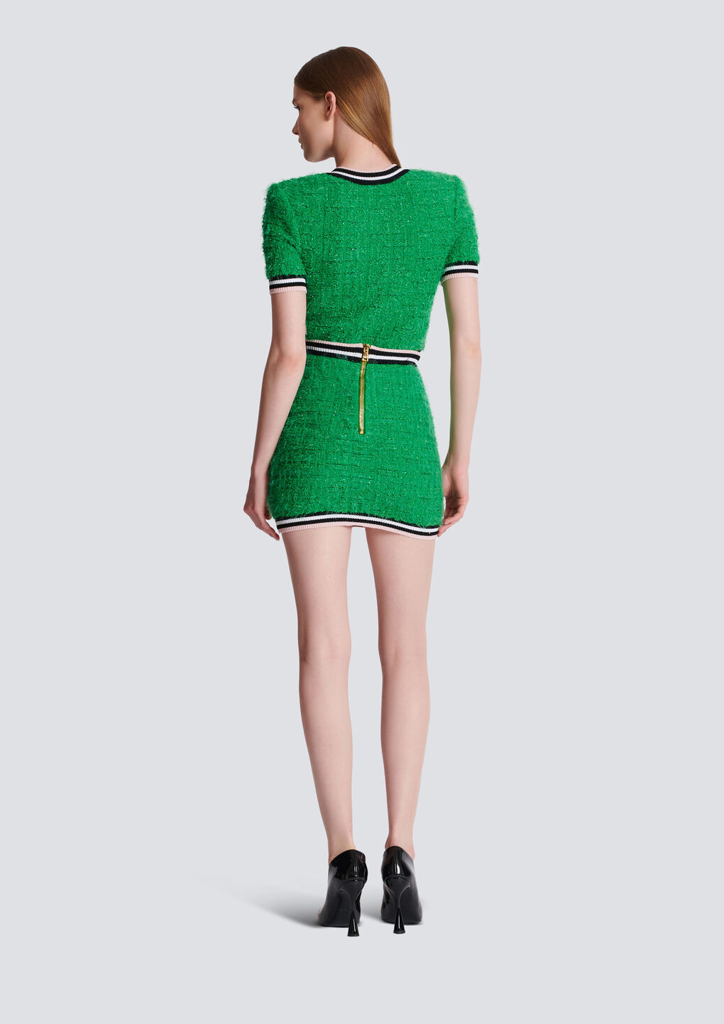 Balmain Tweed Knit Miniskirt In Nude