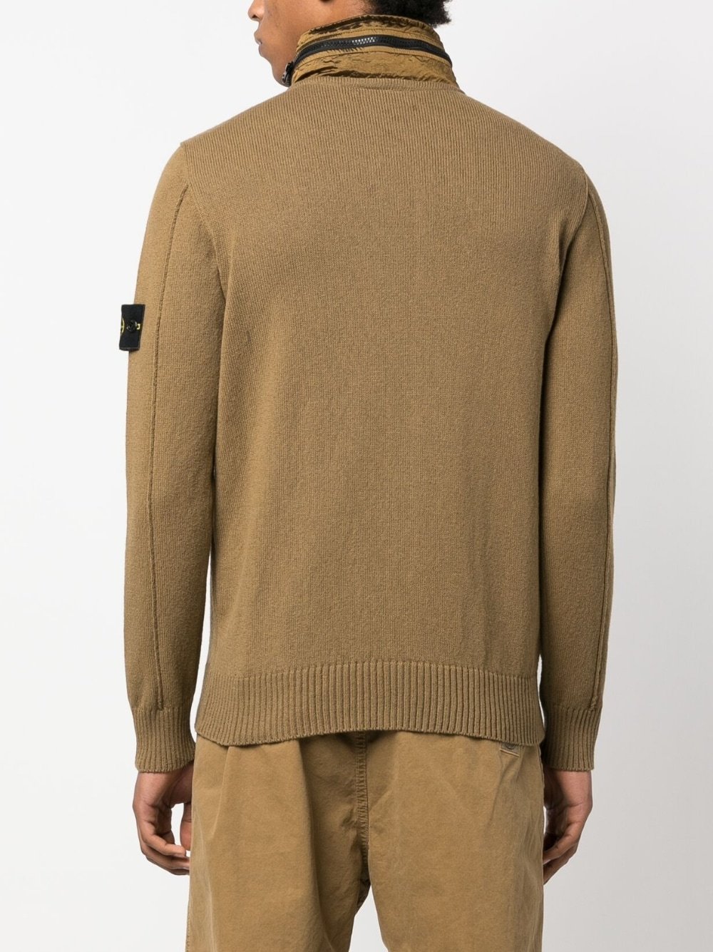 Stone Island Concealed-hood Zip-up Cardigan In Brown