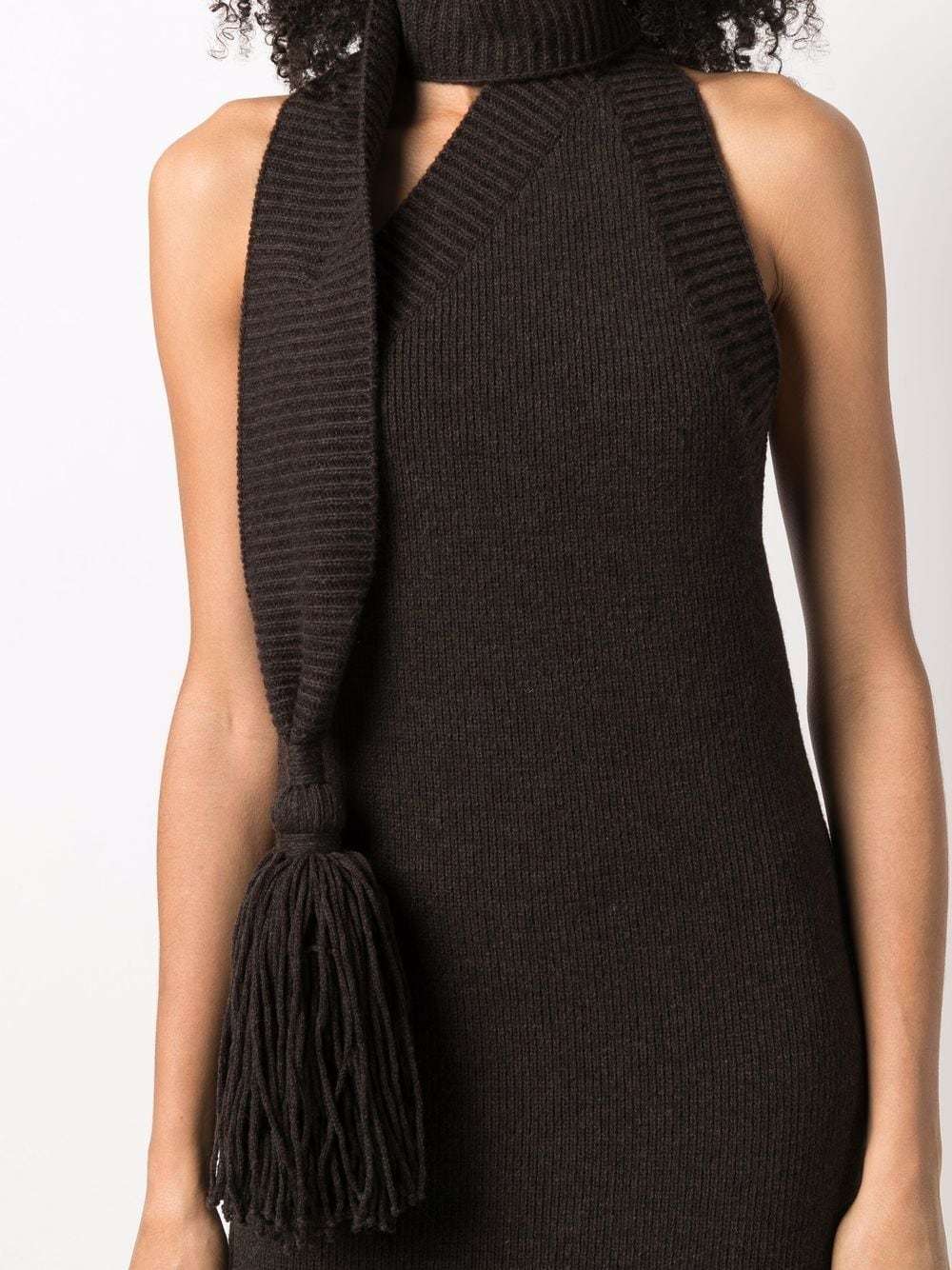 Bottega Veneta Wool Mini Dress W/ Scarf In Black