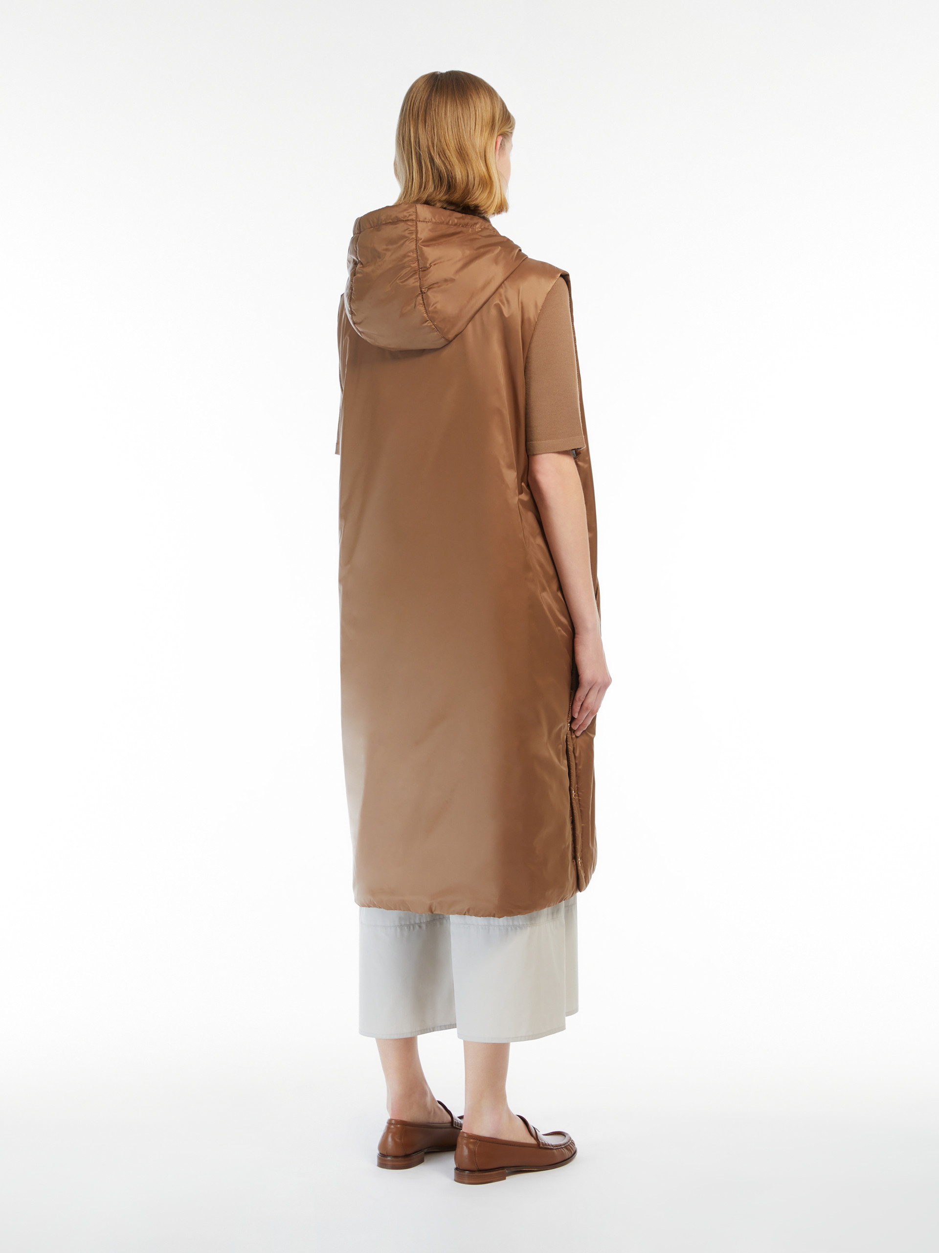 Max Mara Waterproof Canvas Mid-length Vest In Brown