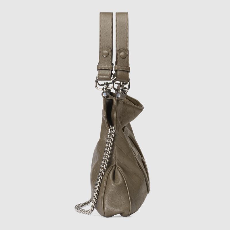 Gucci Dark Brown Blondie Small Shoulder Bag In Green