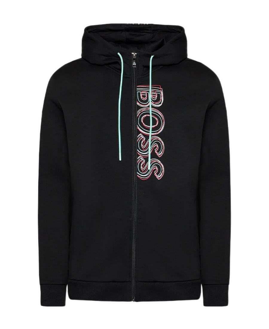 HUGO BOSS LOGO ZIPPER HOODED CASUAL COAT