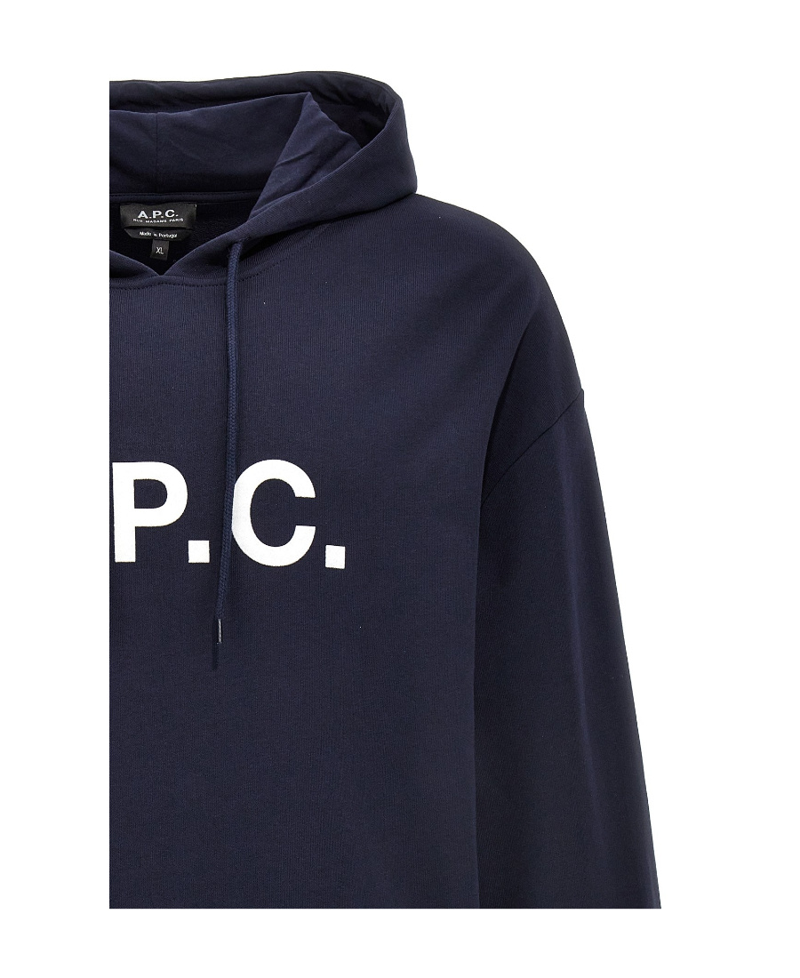 Apc A.p.c. Milo Hoodie With Flocked Logo Print In Black
