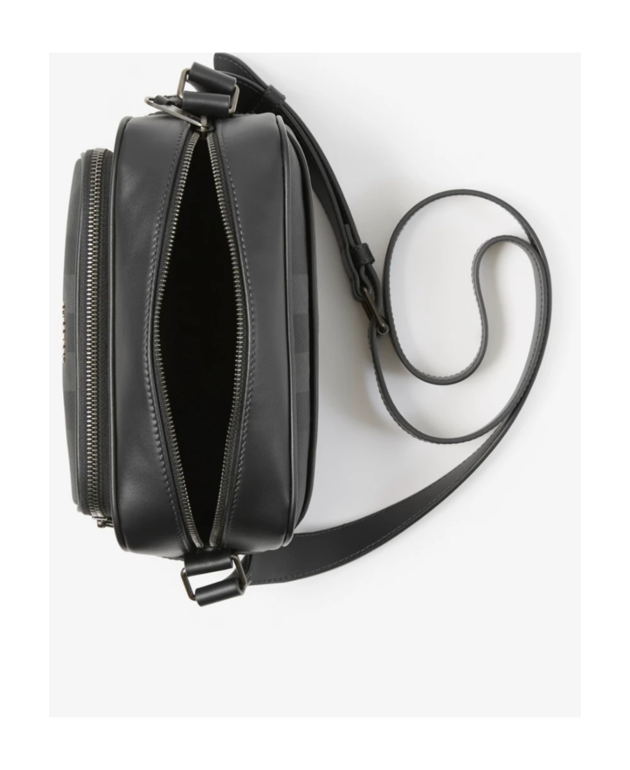 Burberry Paddy Leather Messenger Bag In Gray