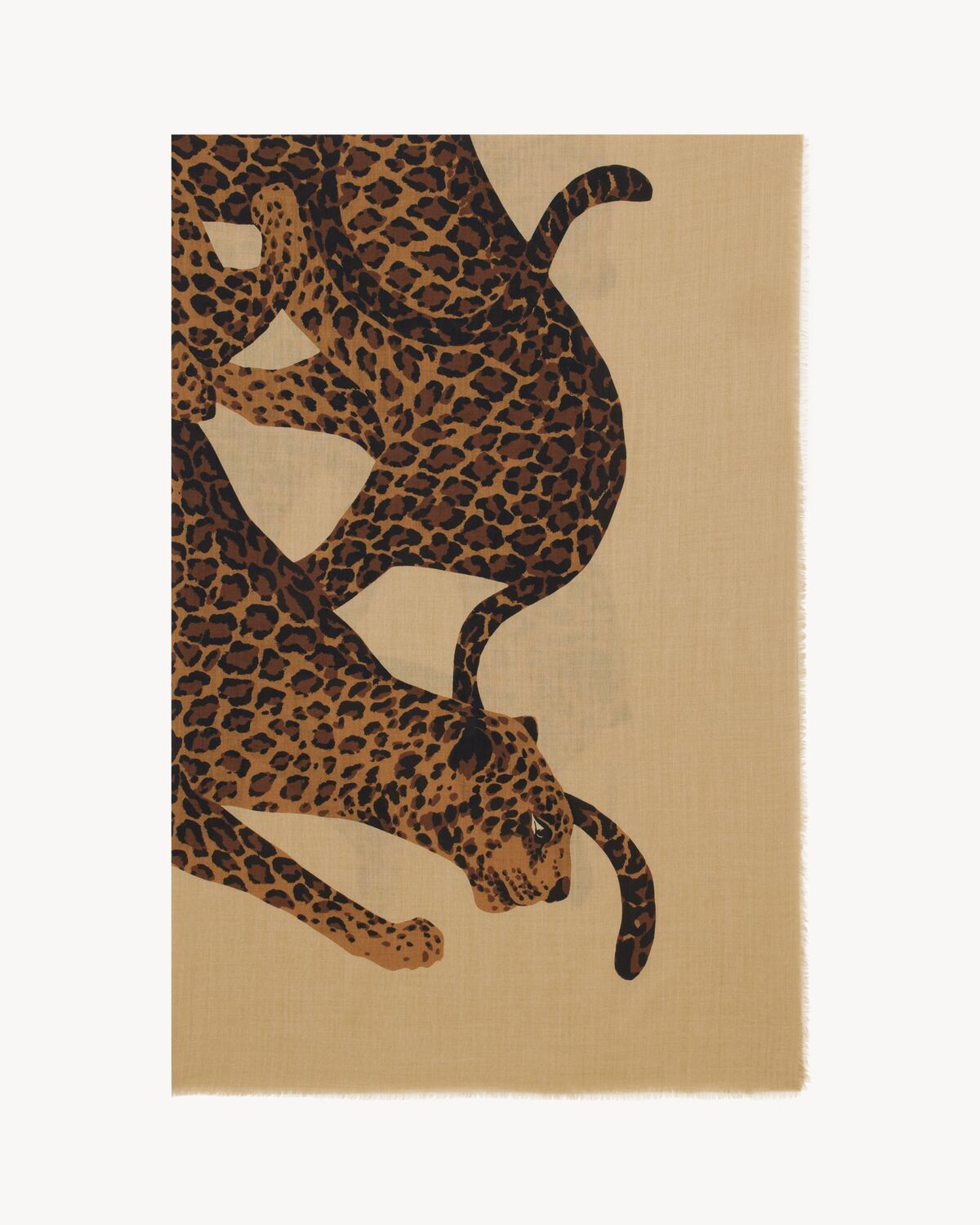 Saint Laurent Leopard Stole In Wool Twill