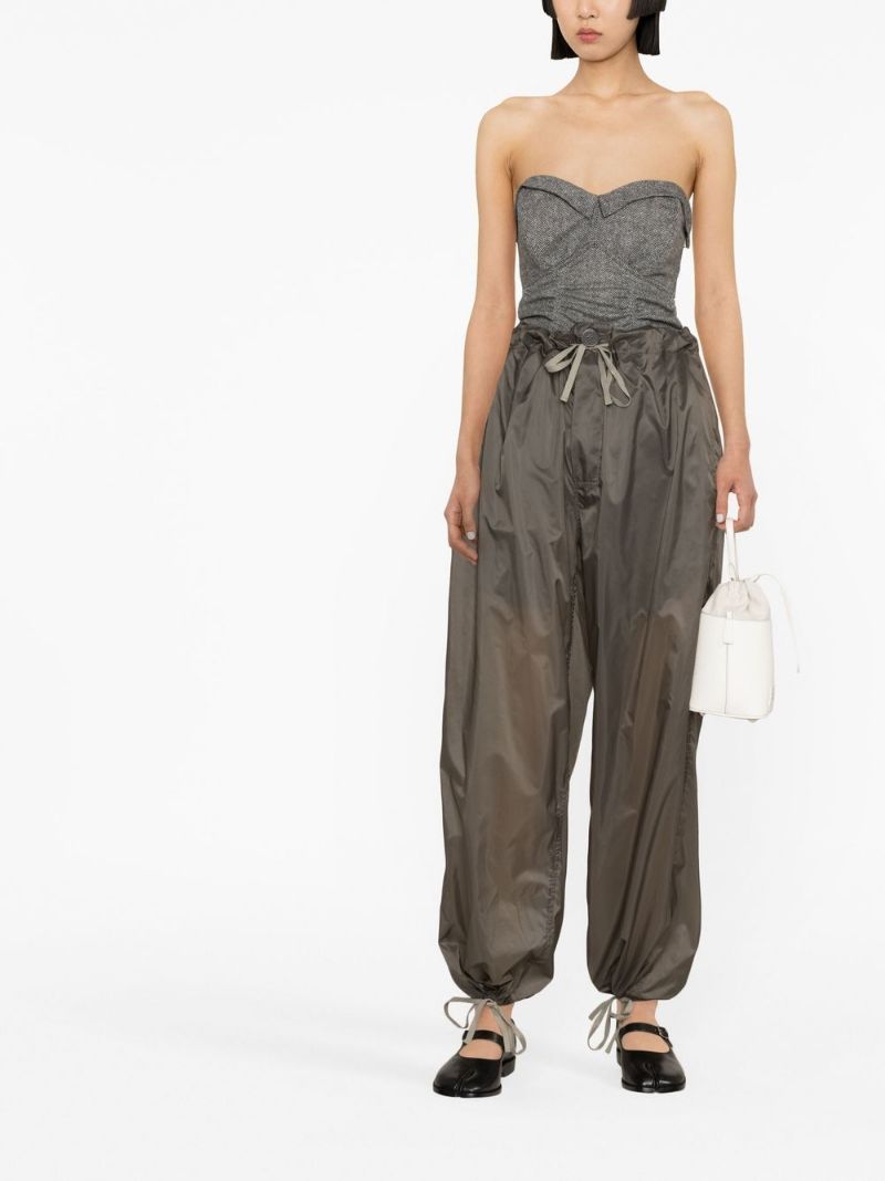 Maison Margiela Drawstring-waist High-waisted Trousers In Brown