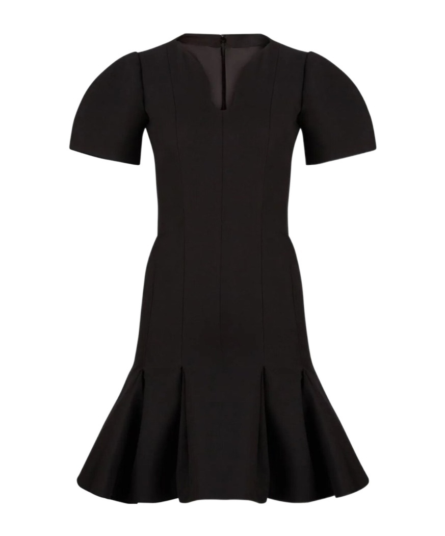 Shop Nina Ricci Peplum-hem Wool Dress In Black