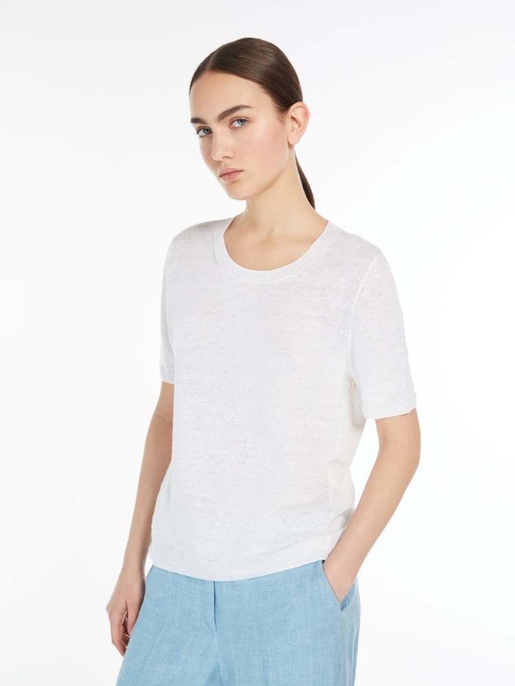Weekend Max Mara Item O-neck Short-sleeved T-shirt In White